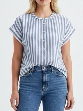 Point Sur Blue & White Striped Blouse